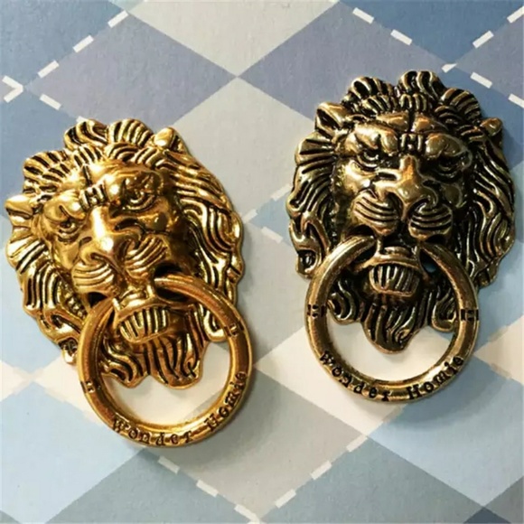 Antique Gold Lion Cellphone Holder Ring - Picture 2 of 7